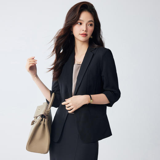 【时尚百搭】罗蒙女式西服简约知性优雅通勤气质七分袖西服外套女 商品图3