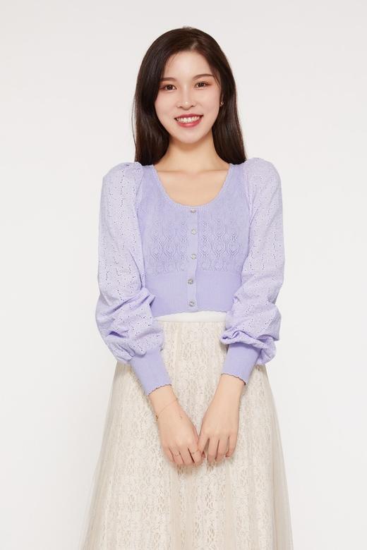 amadella 紫色绣花拼接针织上衣 9818 商品图0