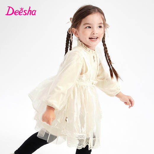 笛莎Deesha 连衣裙2023冬季新款蕾丝花边连衣裙 商品图1