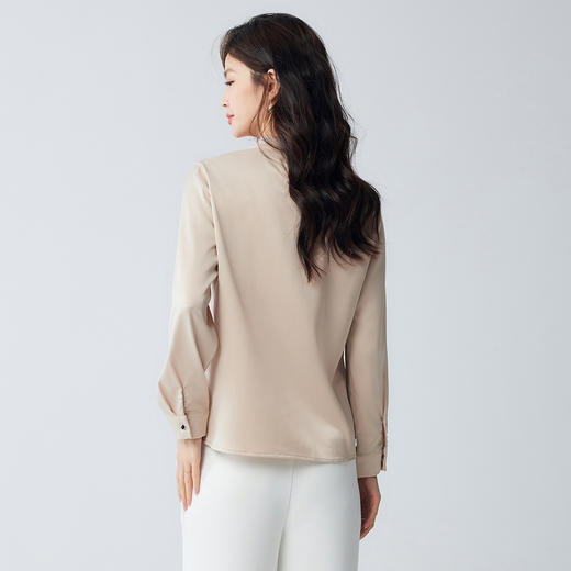 【知性优雅】罗蒙女式长袖衬衫舒适百搭商务通勤圆领长袖衬衫女 商品图3