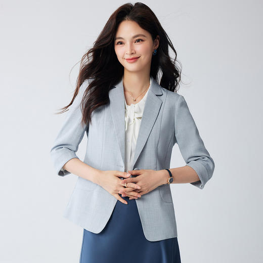 【时尚百搭】罗蒙女式西服简约知性优雅通勤气质七分袖西服外套女 商品图2