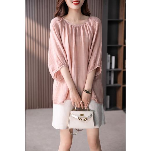 【现货7天】复古苎麻衬衫女休闲2023夏季新款法式灯笼袖宽松显瘦纯色上衣 商品图3