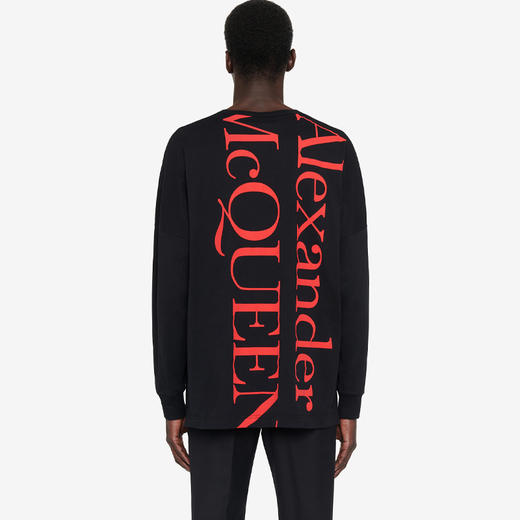 ALEXANDER MCQUEEN 亚历山大.麦昆 男士字母标识印花圆领长袖T恤 黑色 759388 QVZ25 0901 商品图2