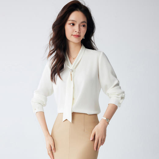 【时尚有型】罗蒙春秋款女士长袖衬衫优雅干练轻盈气质衬衫女 商品图1