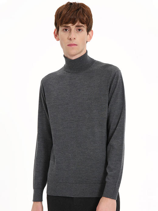 callisto灰色全绵羊毛修身高领针织衫  FSKNW009C 商品图0