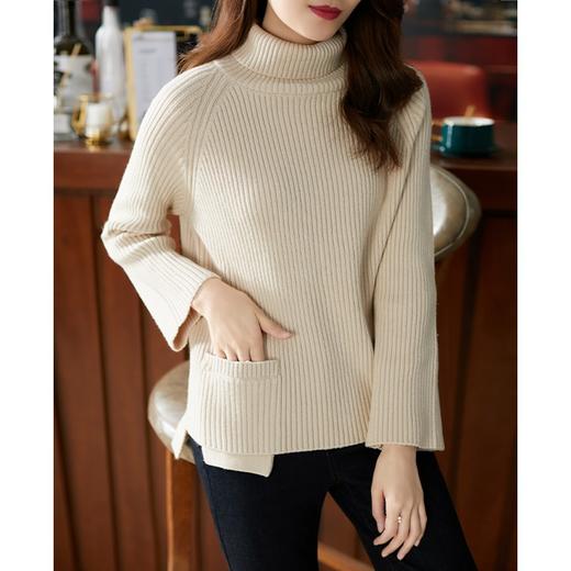 【现货7天】羊绒衫高领毛衣女宽松外穿2023秋冬新款韩版套头慵懒羊毛外套 商品图0