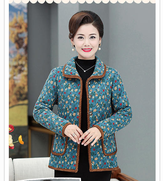 【加绒碎花小棉袄】妈妈秋冬装小棉衣  短款棉服外套洋气  中老年人大码 商品图6