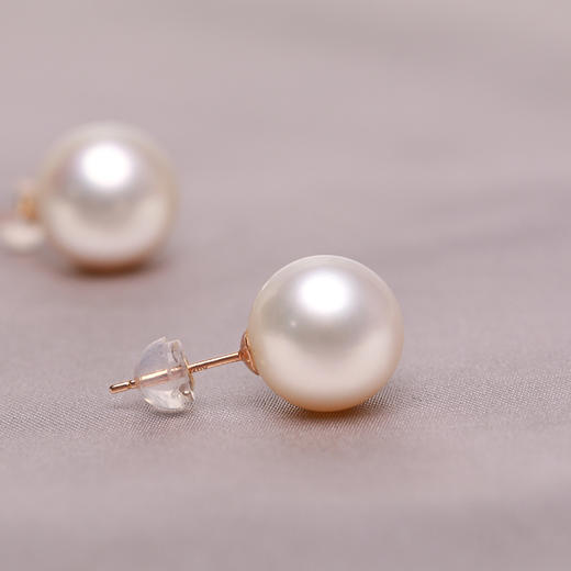 美裕 金18K海水珍珠耳钉 南洋珠11.5-12mm 105964 商品图3