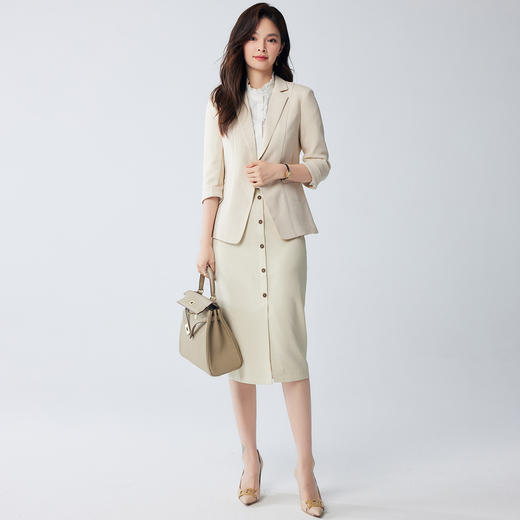【时尚百搭】罗蒙女式西服简约知性优雅通勤气质七分袖西服外套女 商品图1