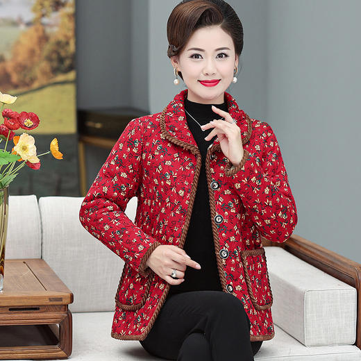 【加绒碎花小棉袄】妈妈秋冬装小棉衣  短款棉服外套洋气  中老年人大码 商品图2