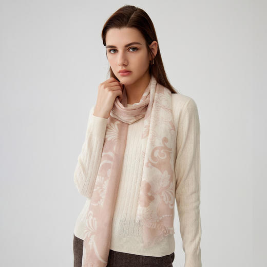 【纯羊毛围巾】23年秋冬新品100%绵羊毛印花百搭丝巾 商品图1