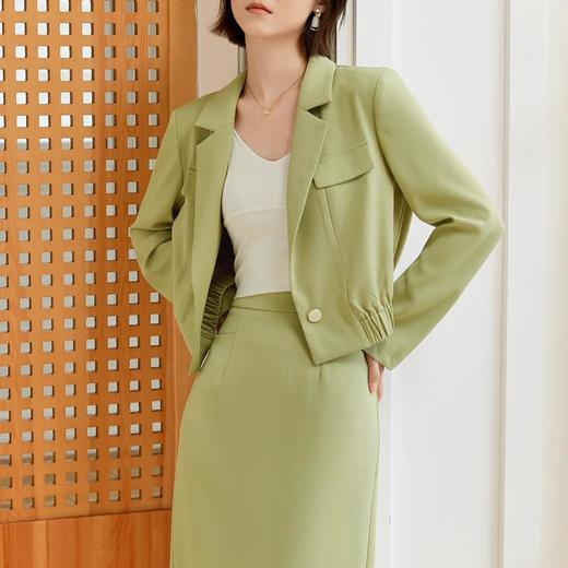 百姿 短款一粒扣西装外套女秋季款气质通勤OL收腰长袖上衣女 商品图1