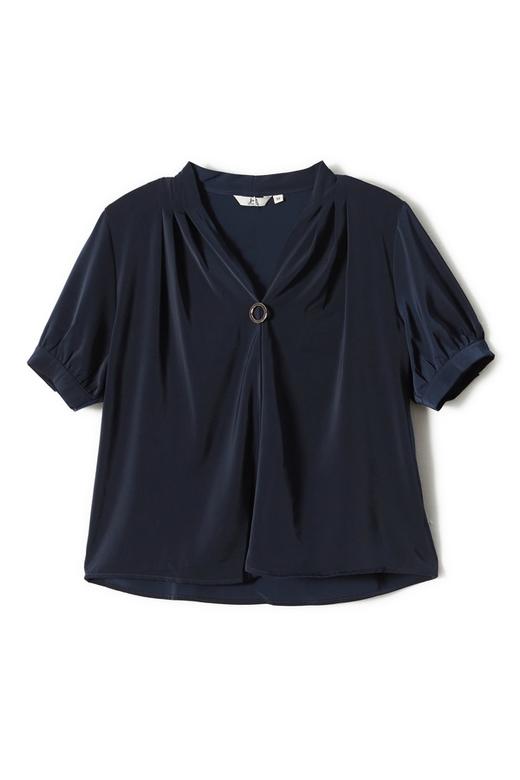 J+C 环扣饰海军蓝V领上衣 7559 商品图4