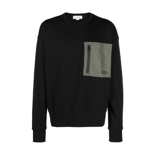 ALEXANDER MCQUEEN 亚历山大.麦昆 男士棉质徽标印花长袖卫衣 黑色 754561 QVX43 1000 商品图0
