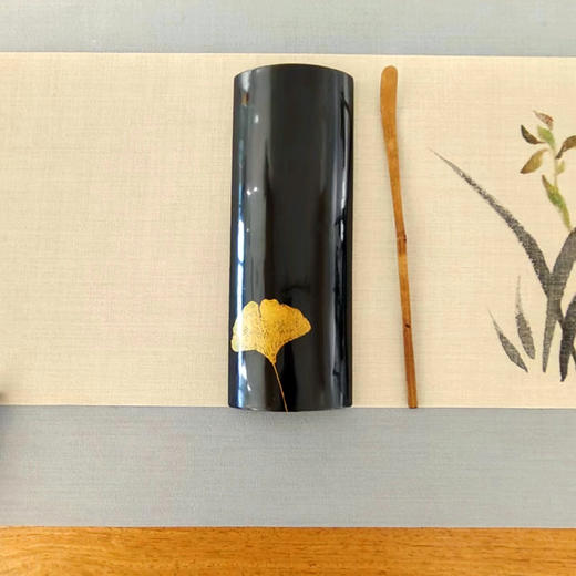 银杏叶°大漆竹茶则两件套 商品图0