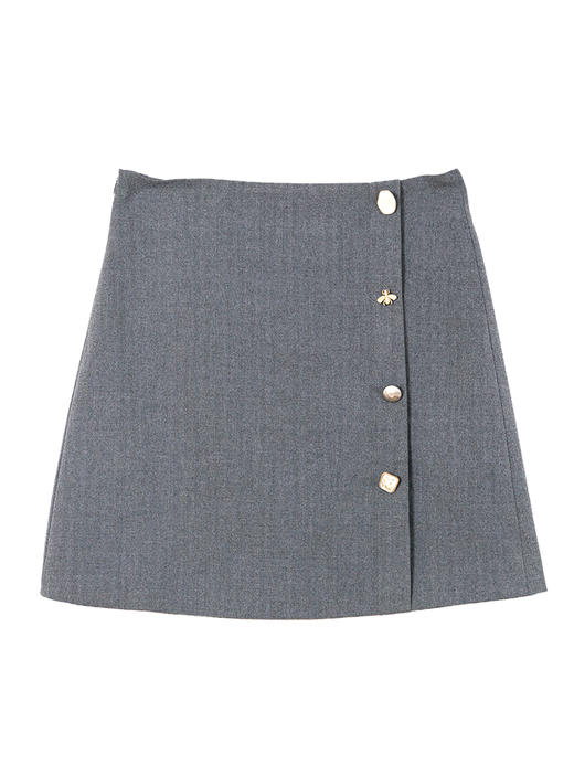 欧芮儿高腰显瘦半身裙女2022春装新品纯色时尚百搭伞裙A字裙 商品图3