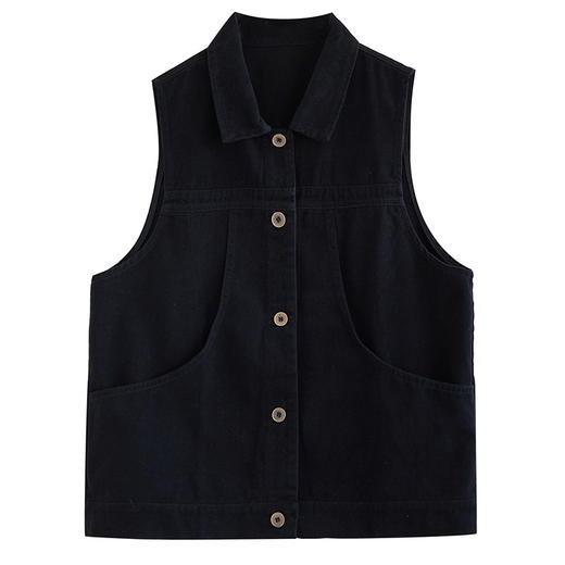 SMZ10006 2023秋新款文艺无袖马甲女士单排扣气质叠穿Polo领开衫马夹背心潮 商品图4