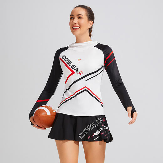 科里芙 新款连帽指套长袖户外运动跑步健身T恤时尚透气上衣 商品图0