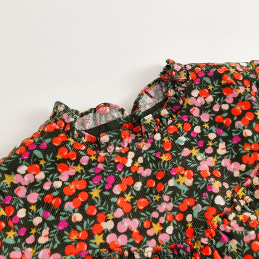 【马克珍妮 芦芙】秋装新款 女童灯芯绒碎花满印A版连衣裙231559 商品图2