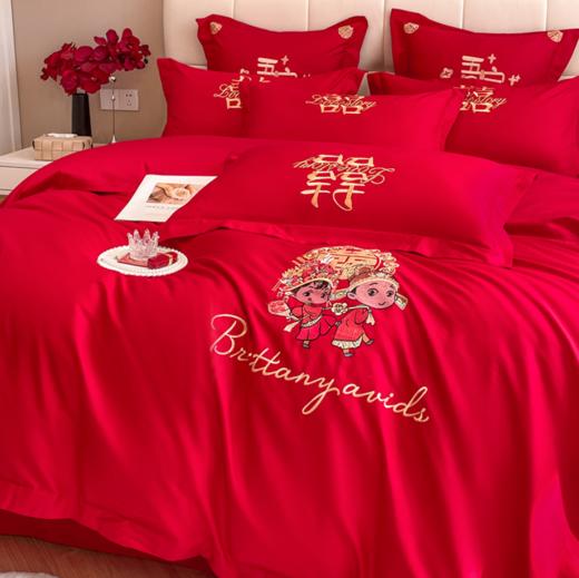 全棉婚庆刺绣四件套2.0*2.3m G117680017 商品图3