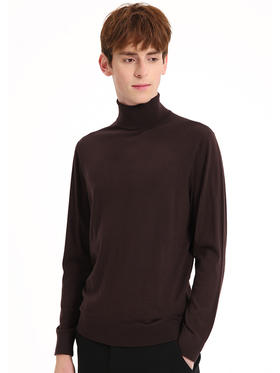 callisto红色全绵羊毛修身高领针织衫  FSKNW009C