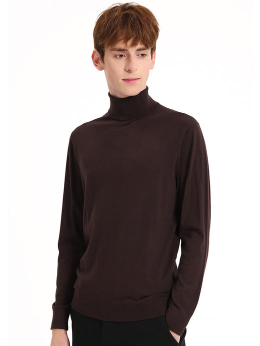 callisto红色全绵羊毛修身高领针织衫  FSKNW009C 商品图0