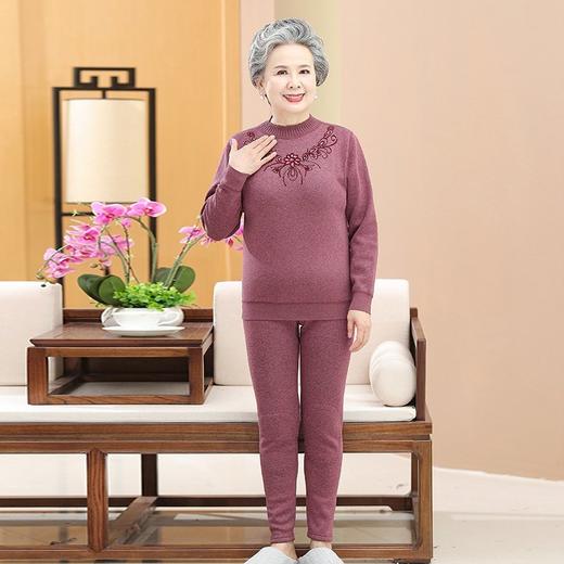 中老年人【保暖内衣套装】秋冬奶奶装   加绒加厚秋衣秋裤  妈妈打底衫套装 商品图1