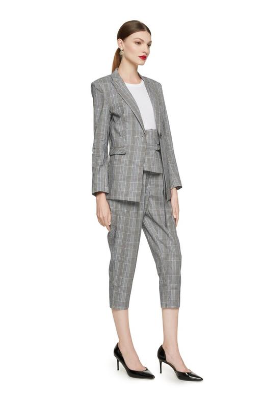 ELLA JADE 束腰格纹九分西装裤 7183 商品图3