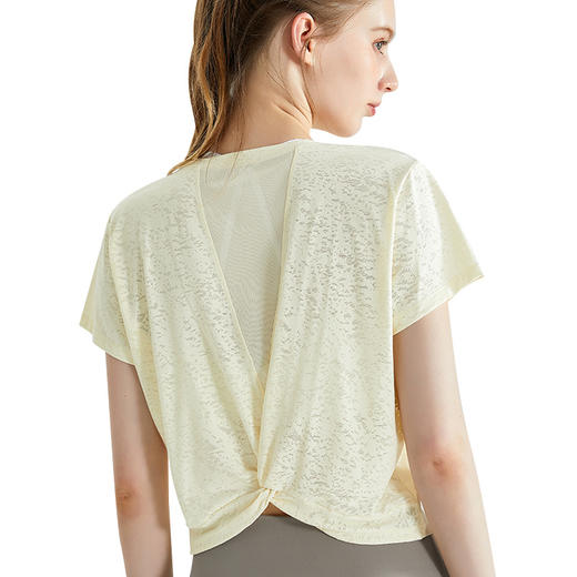 2023新款提花运动上衣速干女生夏季宽松网纱拼接透气健身罩衫夏天WM 00 DX-130 商品图4