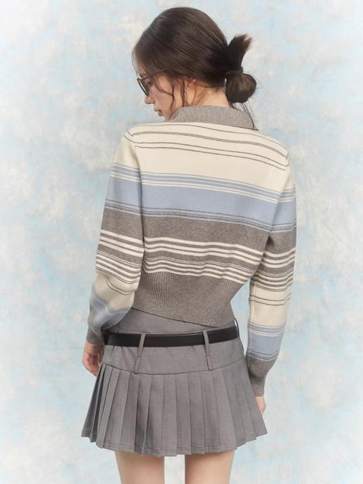 NTOT/NOTWT23237/双开拉链灰蓝针织开衫 商品图2