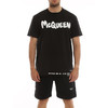 ALEXANDER MCQUEEN 亚历山大.麦昆 男士棉质字母徽标印花圆领短袖T恤 黑色 622104 QTZ57 0901 商品缩略图1