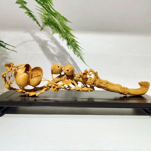 喜上梅梢°黄杨木如意摆件 商品图0