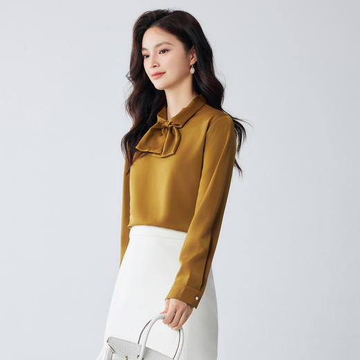 【简约优雅】罗蒙女士长袖衬衫蝴蝶结领口知性大方时尚通勤长袖衬衫女 商品图4