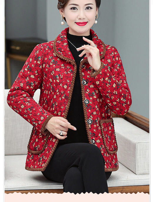 【加绒碎花小棉袄】妈妈秋冬装小棉衣  短款棉服外套洋气  中老年人大码 商品图8