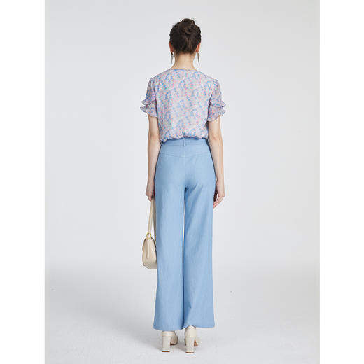 司歌雪纺荷叶V领显瘦上衣T881274 商品图3