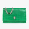 ALEXANDER MCQUEEN 亚历山大.麦昆 女士鳄鱼纹皮革 Skull 单肩包 绿色 613088 1HBUC 3510 商品缩略图0