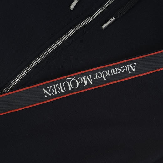 ALEXANDER MCQUEEN 亚历山大.麦昆 男士棉质字母徽标连帽拉链卫衣 黑色 654794 QTX75 0901 商品图3