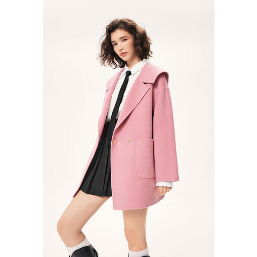 【严选】诗凡黎冬大翻领设计简约时尚双面呢大衣SE9470061 商品图1