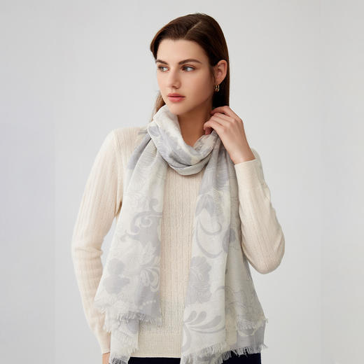 【纯羊毛围巾】23年秋冬新品100%绵羊毛印花百搭丝巾 商品图4