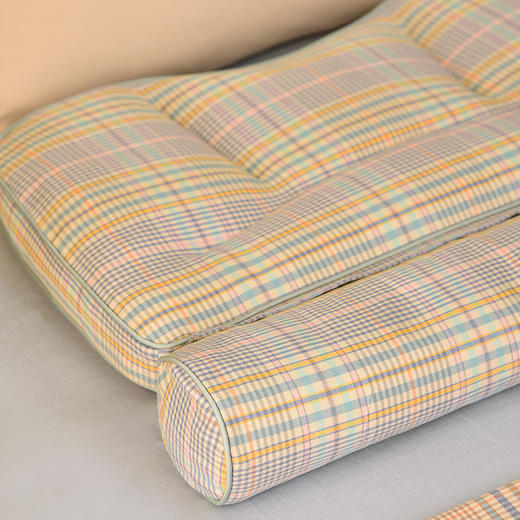 英伦格纹模块枕头分区护颈椎枕头纯全荞麦壳助睡眠 商品图2