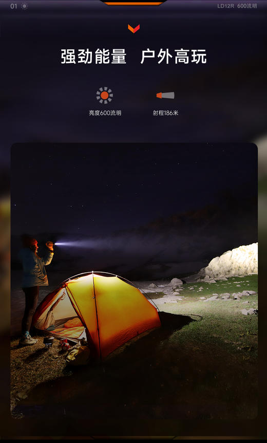 FENIX菲尼克斯LD12R双光源便携手电筒强光户外14500电池充电手电 商品图2