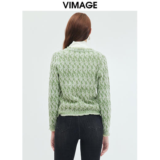 VIMAGE纬漫纪秋季新款羊毛时尚通勤气质百搭短款针织开衫VC2301216 商品图4