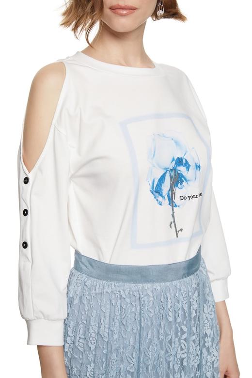 SUMMER & SAGE 不对称挖肩印花T恤 7522 商品图2