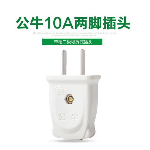【KL】电源插头插座 公牛 二脚10A插头 自行接线 商品图0
