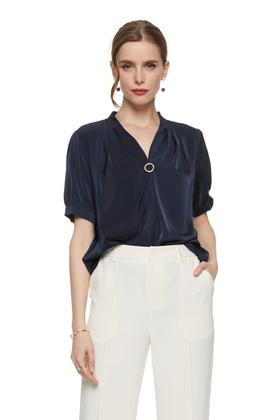 J+C 环扣饰海军蓝V领上衣 7559