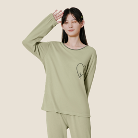 Threegun三枪 【华夫格】圆领长袖长裤女士家居套家居服-82166D011