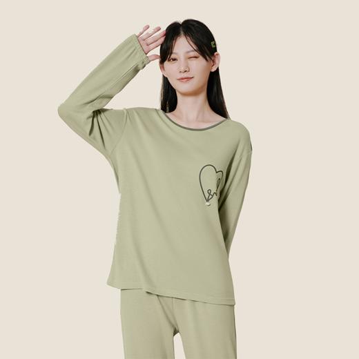 Threegun三枪 【华夫格】圆领长袖长裤女士家居套家居服-82166D011 商品图0