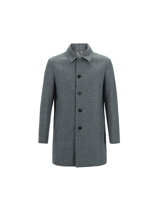 callisto灰色绵羊毛棋盘格翻领大衣 FSFEC108C GY 商品图3
