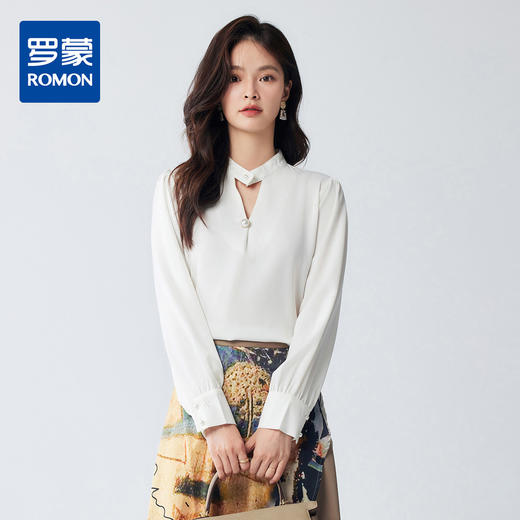 【简约大方】罗蒙春秋款女式长袖衬衫亲肤柔软百搭舒适优雅长袖衬衫女 商品图0