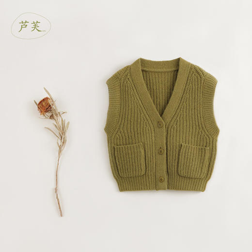 【马克珍妮 芦芙】秋冬新款 女童绵羊毛V领无袖针织马甲231917 商品图0